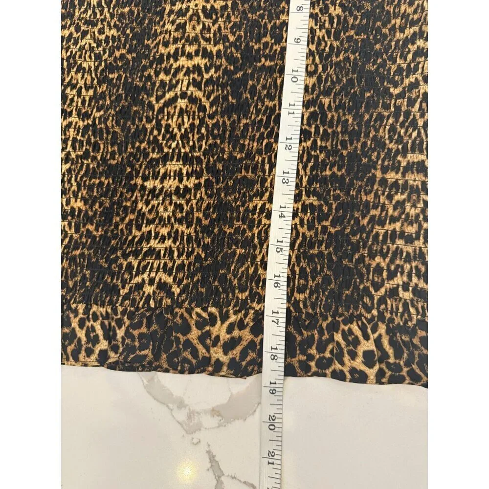 NWT The Kooples Leopard Mini Skirt Stylish with Stretchy‎ Smocking Sz 8